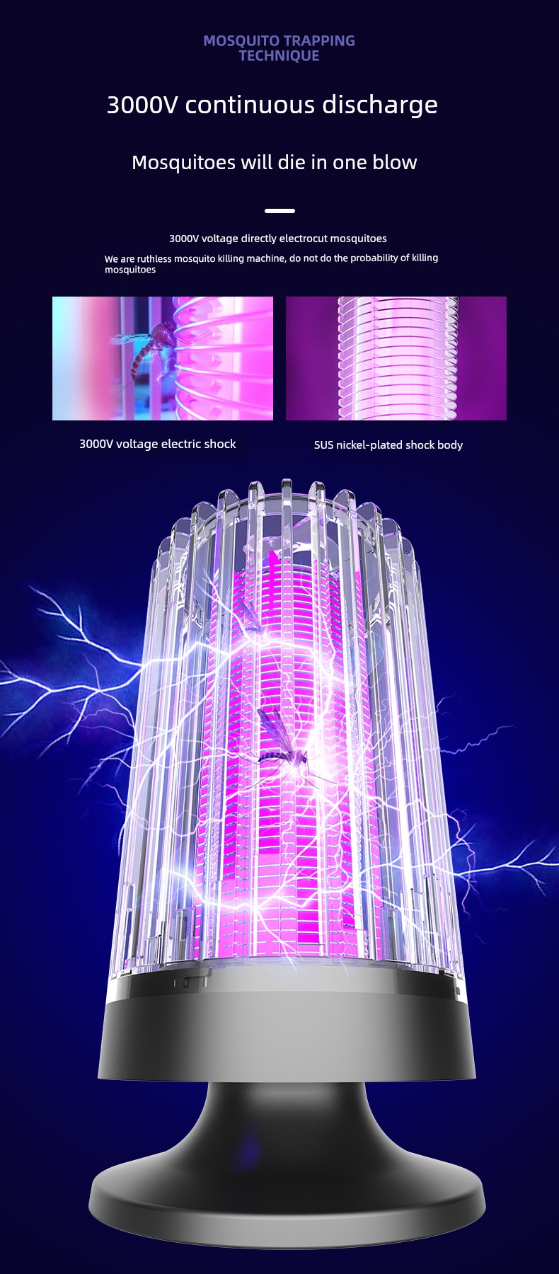 Mosquito Killing Lamp For Home Catcher Indoor Physical Induced Electric Shock Black Technology Mute Room Dormitory Mosquito Repellent Fantastic